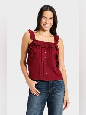 Women's Ruffle Sleeve Tank Top - Universal Thread™Maroon Size XS NEW